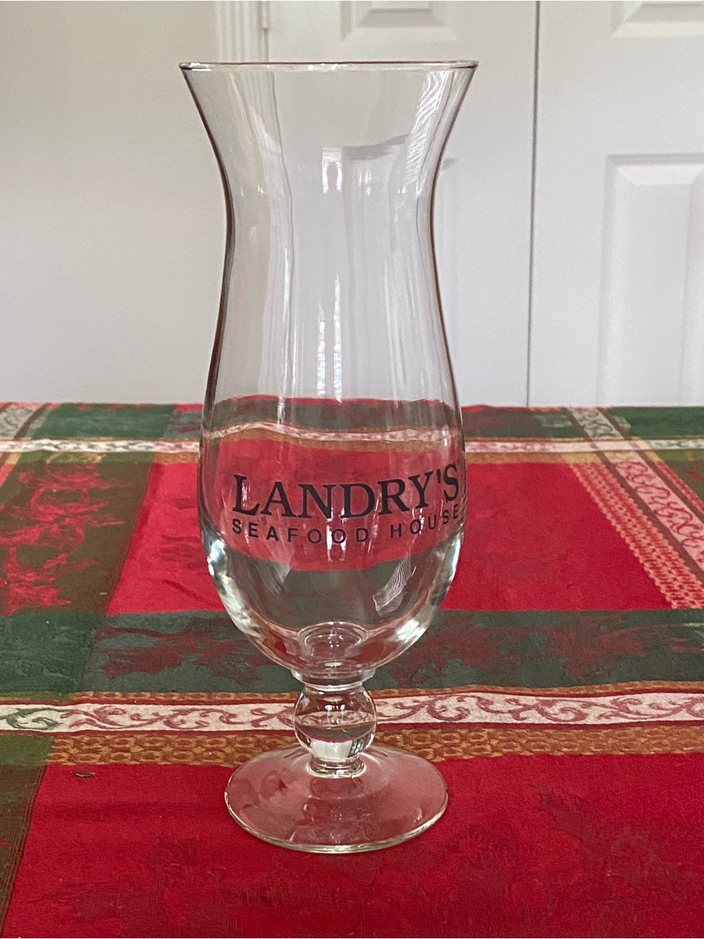 Landry's Seafood House Branded Hurricane Tall Clear Glass 9”